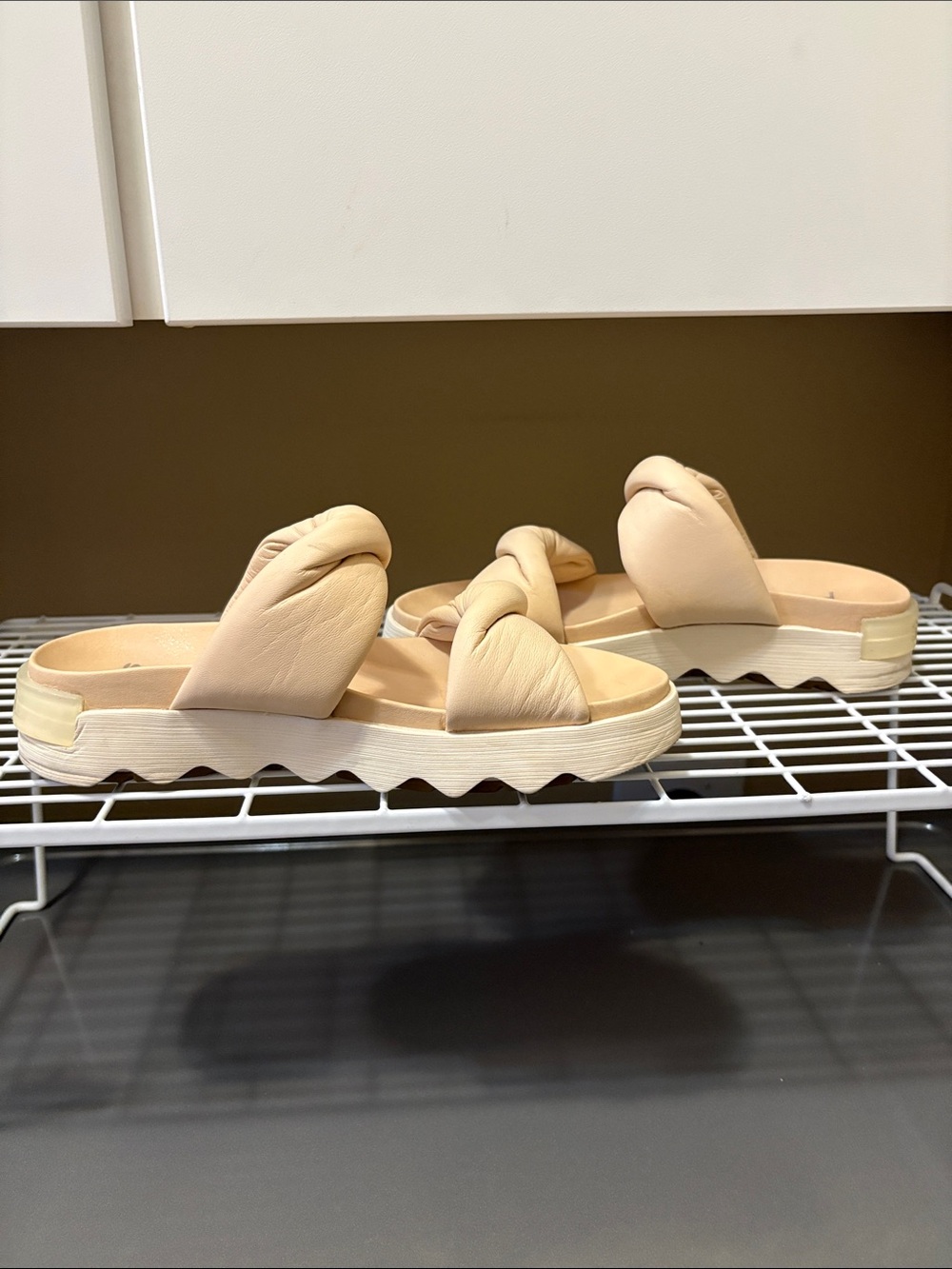 Sorel Beige Knotted Slide Sandals